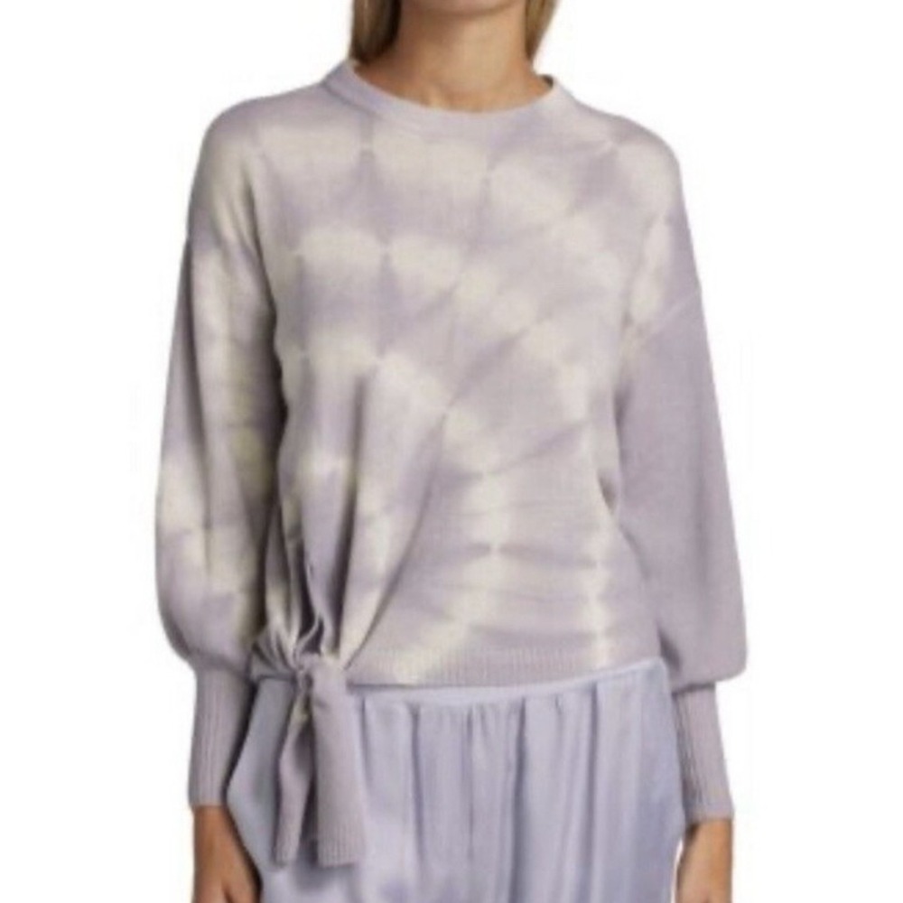 Cinq a Sept Clerisa Tie Dye Wool Cashmere Tie‎ Waist Oversized Sweater Lavender